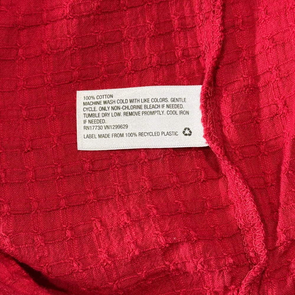 Knox Rose Red Eyelet Lace Yoke Button Front Gauze Blouse XXL Short Sleeve Boho - Picture 4 of 7
